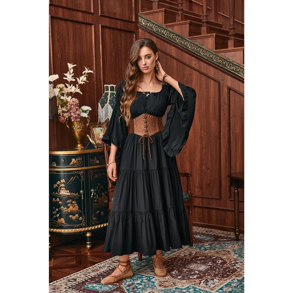 Renaissance Corset Belt For Women Brown Lace-up Vintage Waist Cincher😚 - Picture 3 of 6